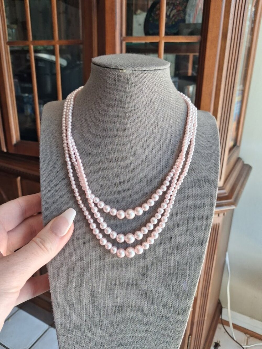 Pink 16 inch multistrand necklace